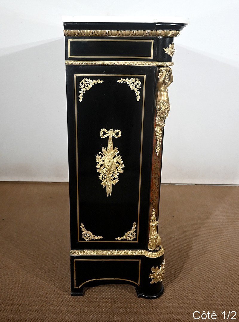 Support Cabinet In Boulle Marquetry, Napoleon III Period - Mid-19th Century-photo-5