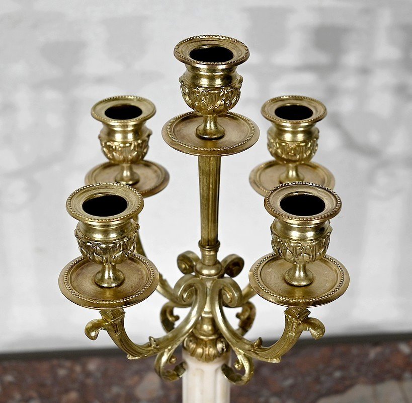 Pair Of Candlesticks In Gilt Bronze, Louis XVI Style - 2nd Half Nineteenth-photo-2