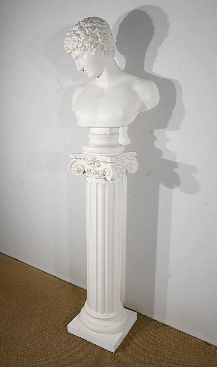 Bust Of Antinoüs On Column Set - Late Nineteenth-photo-3