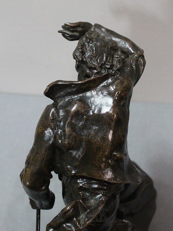 Bronze Of A Man Facing The Wind By Ae Carrier-belleuse - 2nd Part Of The Nineteenth-photo-5