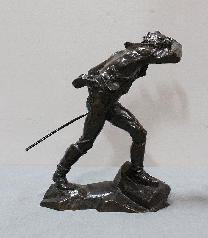 Bronze Of A Man Facing The Wind By Ae Carrier-belleuse - 2nd Part Of The Nineteenth-photo-6