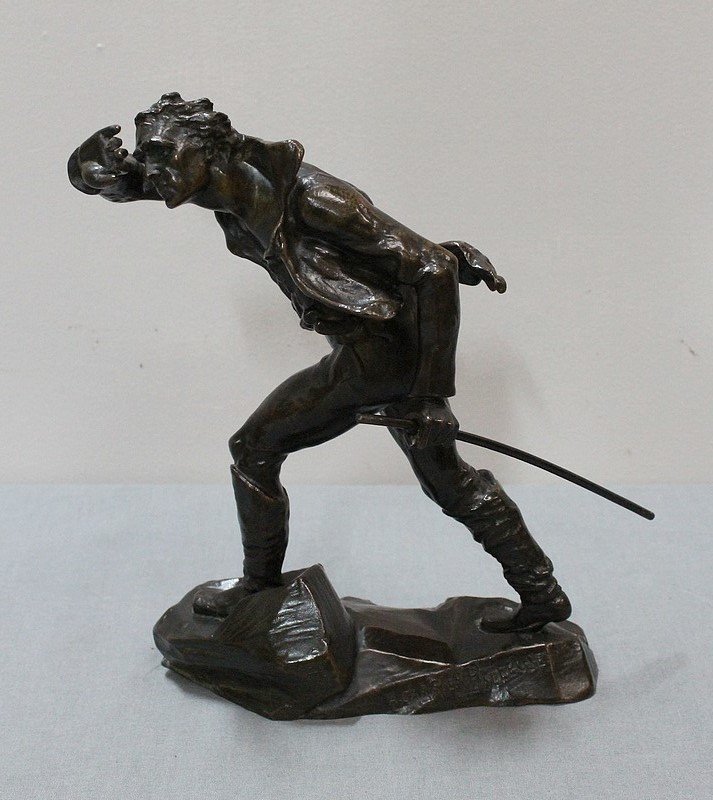 Bronze Of A Man Facing The Wind By Ae Carrier-belleuse - 2nd Part Of The Nineteenth