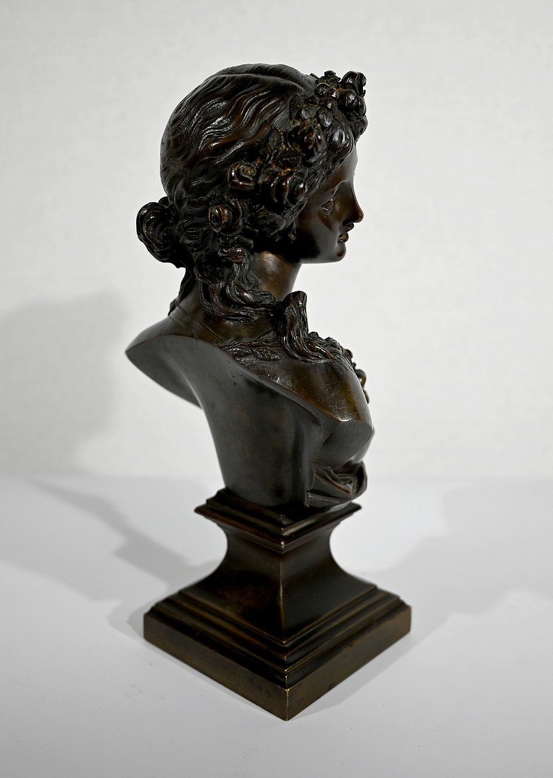 Bronze « jeune Femme Couronnée De Fleurs » D’après J.c. Marin – XIXe-photo-4