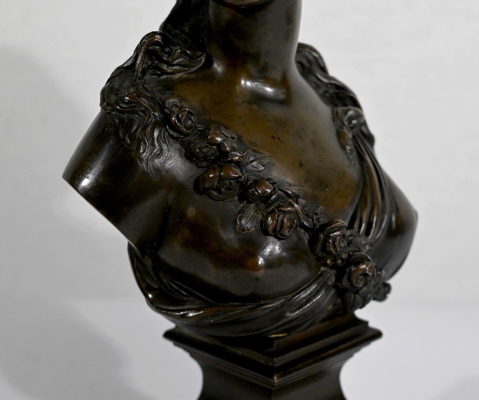 Bronze « jeune Femme Couronnée De Fleurs » D’après J.c. Marin – XIXe-photo-7