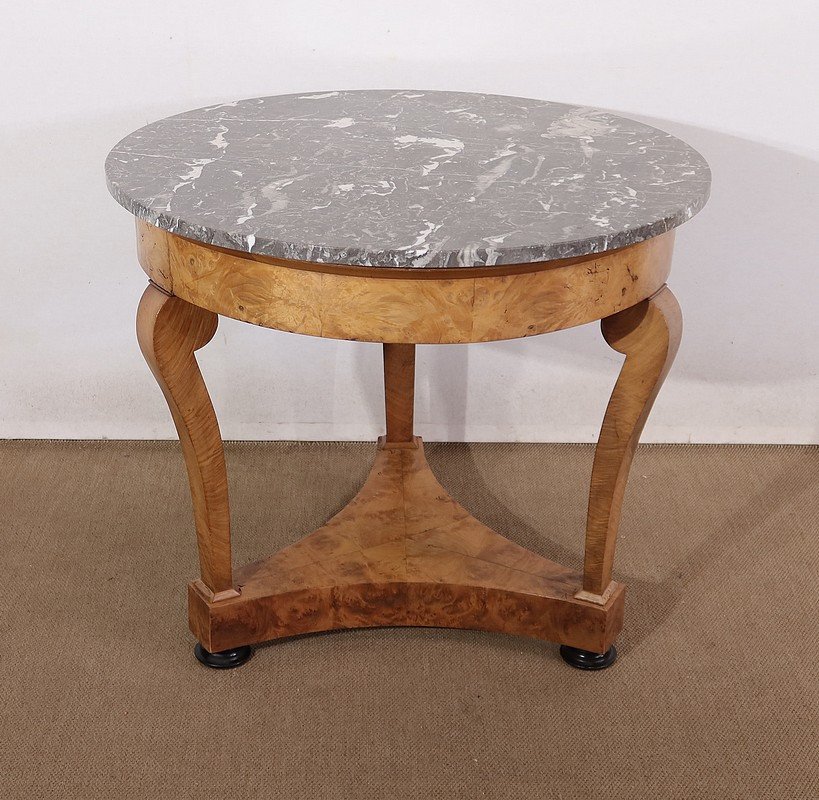 Pedestal Table In Walnut And Marble, Restoration Period - Early Nineteenth-photo-2