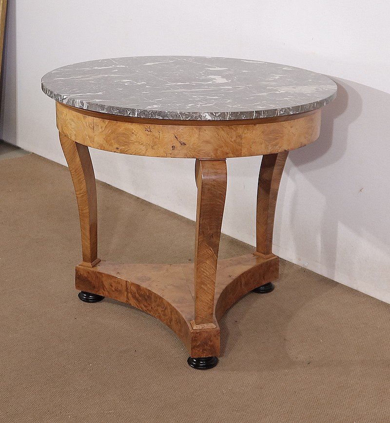 Pedestal Table In Walnut And Marble, Restoration Period - Early Nineteenth-photo-4