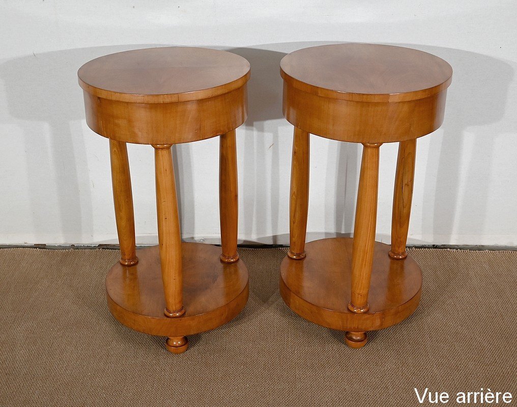 Pair Of Small Pedestals In Cherry, Empire Style - Mid Twentieth-photo-5