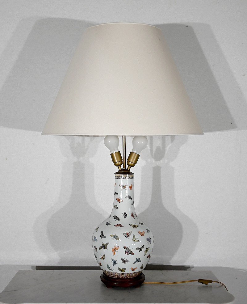 Important “butterfly” Lamp In Chinese Porcelain – 1960-photo-2