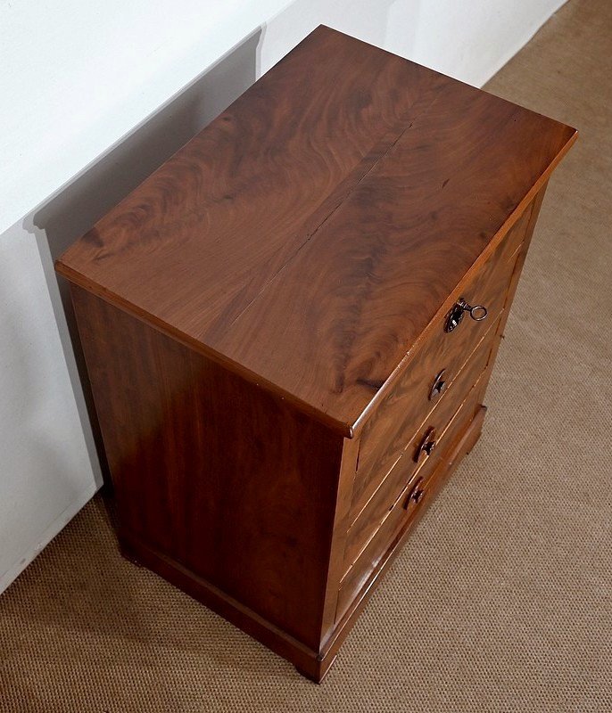 Small Chest Of Drawers In Burl Mahogany - Late Nineteenth-photo-1