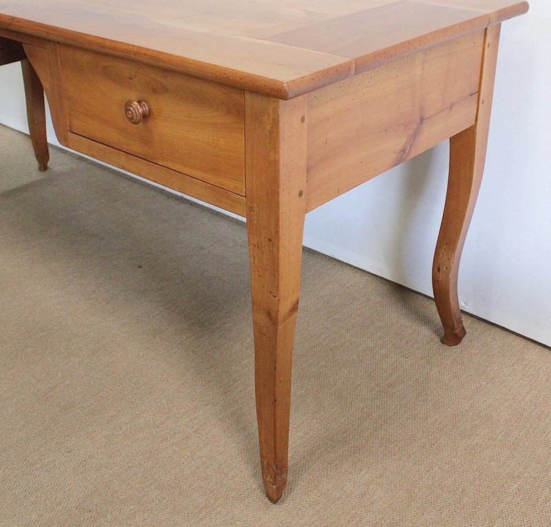Large Regional Office Table In Solid Cherry, Louis XV Style - Mid-19th Century-photo-3