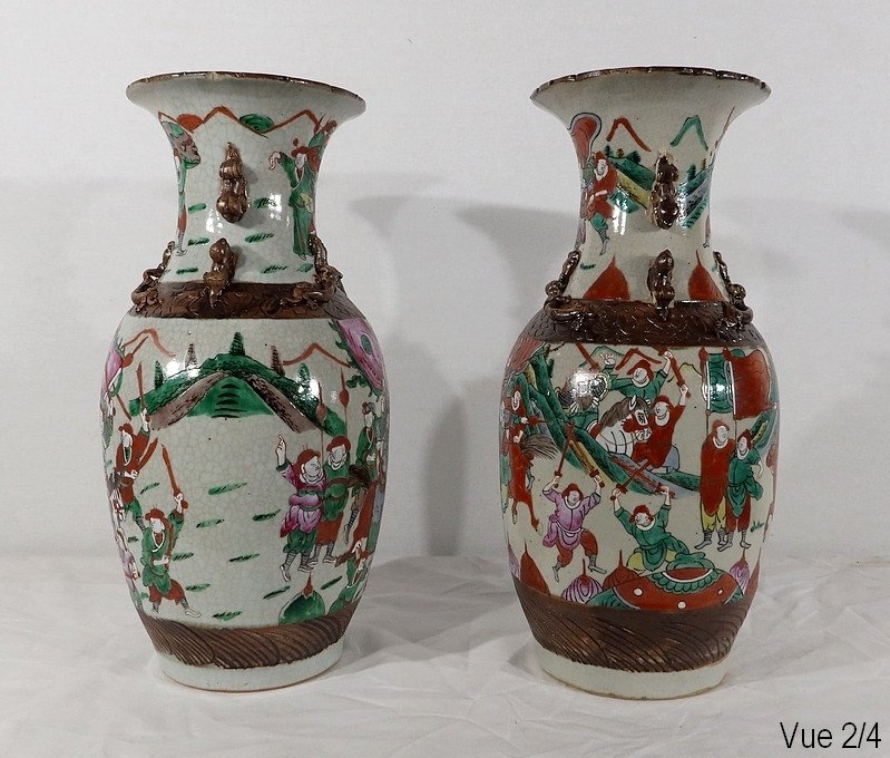 Paire De Vases En Porcelaine De Nankin, Chine – Fin XIXe-photo-1