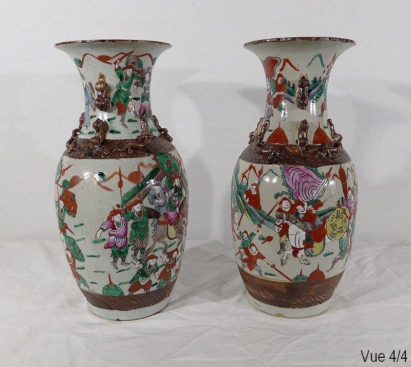Paire De Vases En Porcelaine De Nankin, Chine – Fin XIXe-photo-3