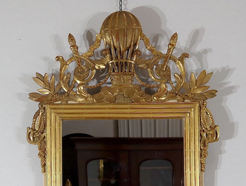 Mirror In Golden Wood With Gold Leaf, Louis XVI Style - 2nd Part Nineteenth-photo-4