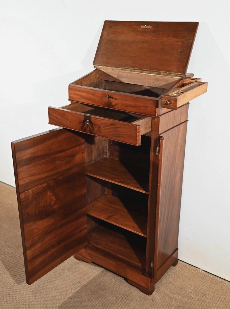 Faux Cardboard Mahogany Desk, Restoration Period - 1st Part Of The Nineteenth-photo-4