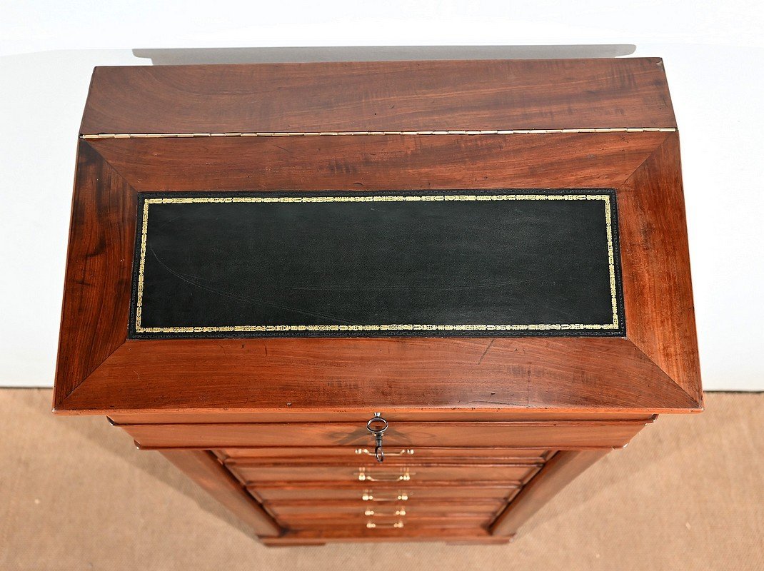 Faux Cardboard Mahogany Desk, Restoration Period - 1st Part Of The Nineteenth-photo-1