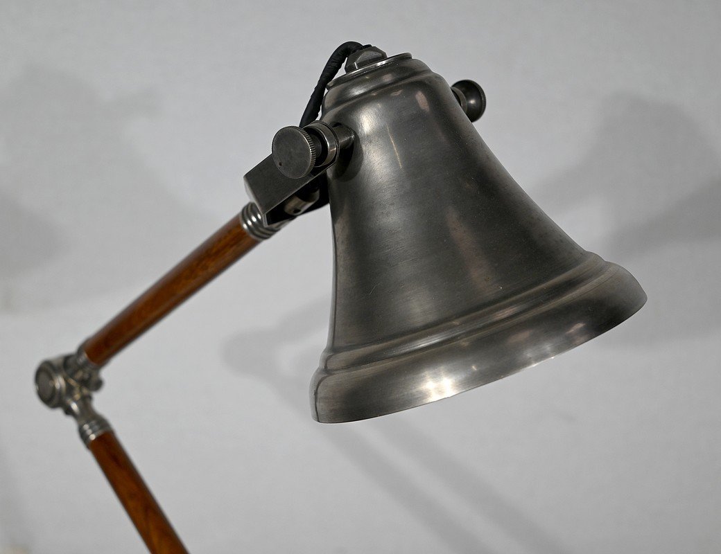 Lampe à Bras Articulé En Métal Et Bois – 1920-photo-2