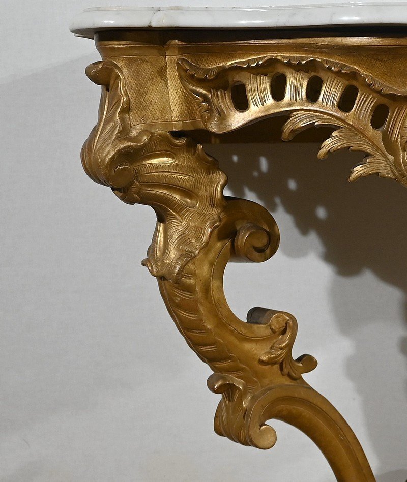 Wall Console In Golden Wood, Louis XV Style, Napoleon III Period - Mid-19th Century-photo-4