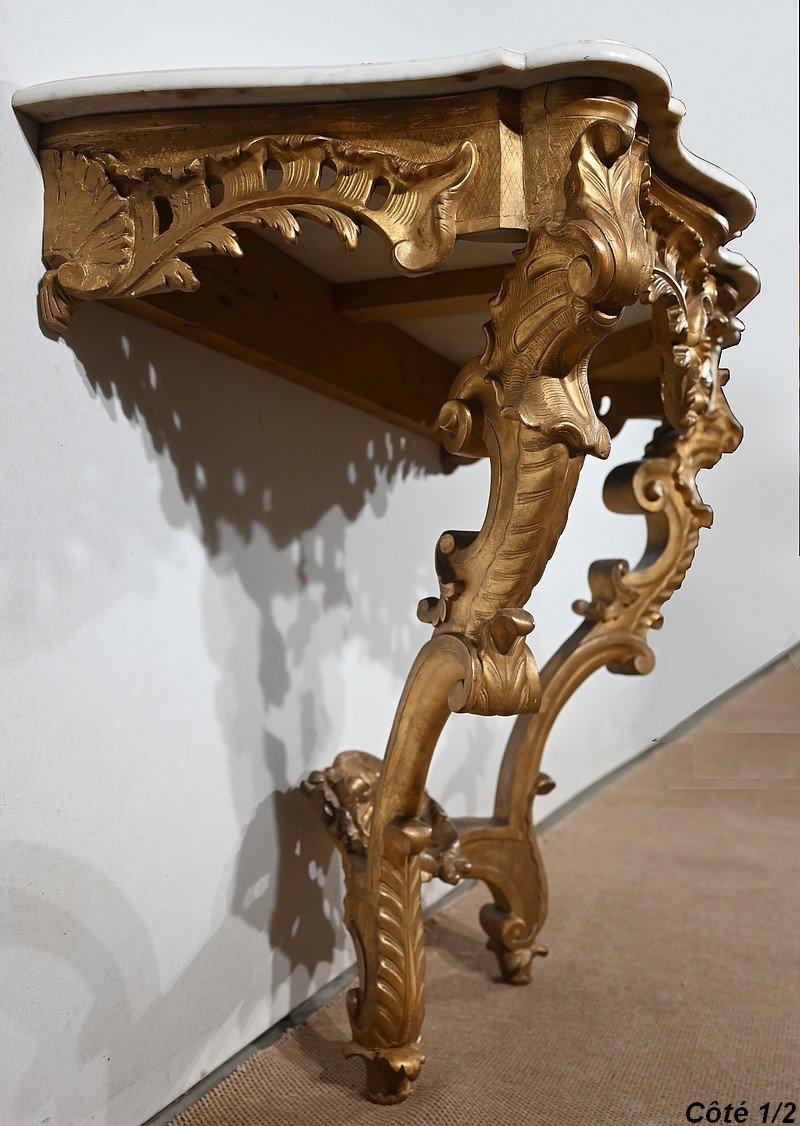 Wall Console In Golden Wood, Louis XV Style, Napoleon III Period - Mid-19th Century-photo-6