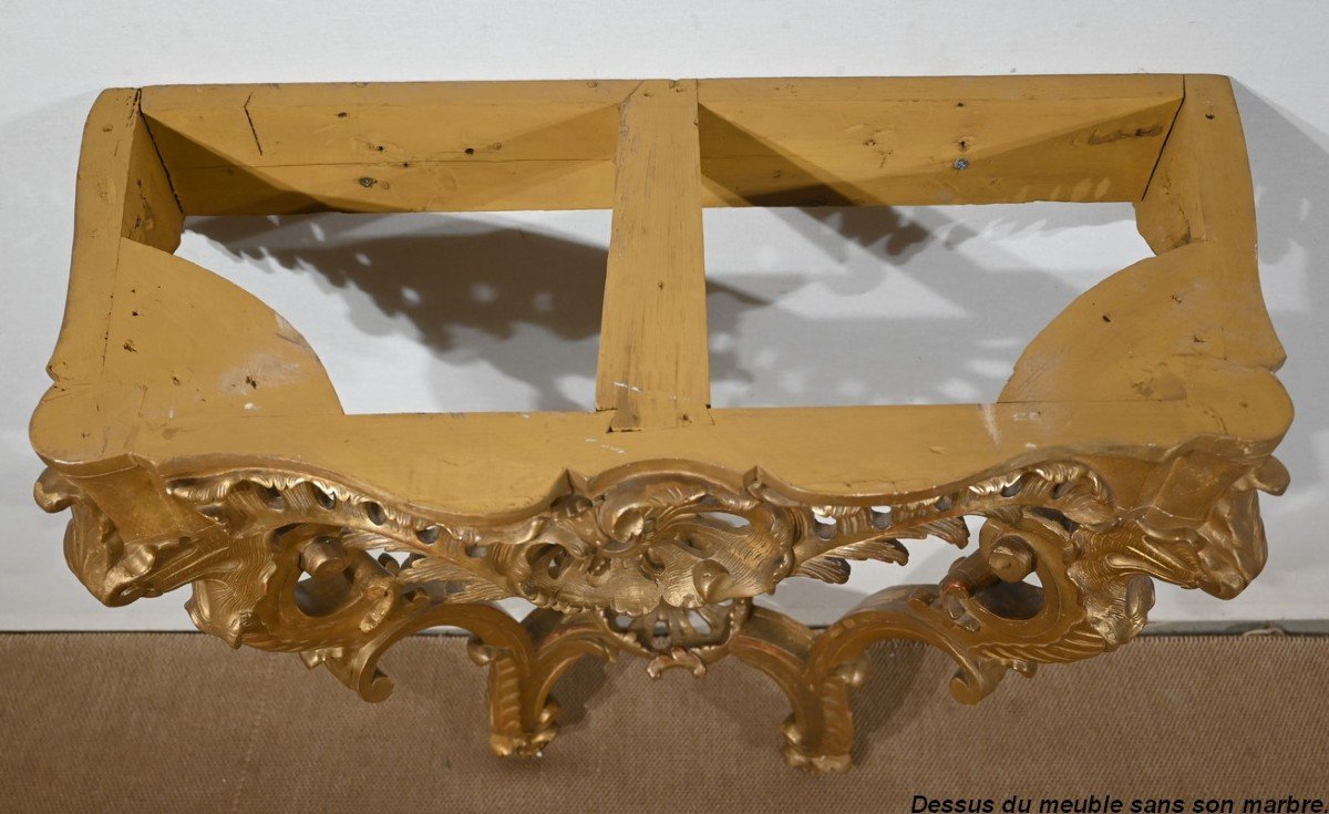 Wall Console In Golden Wood, Louis XV Style, Napoleon III Period - Mid-19th Century-photo-8