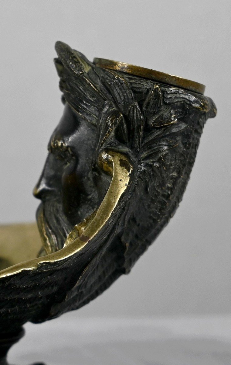 Bronze Inkwell With Double Patina - 2nd Part Of The Nineteenth-photo-4