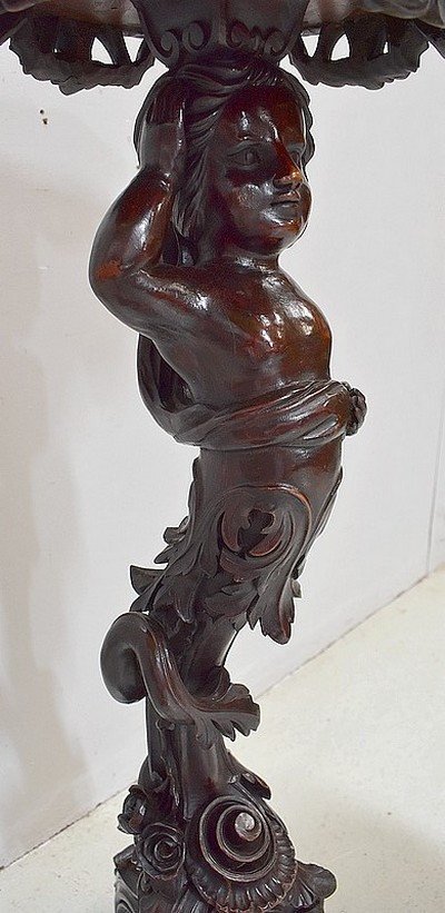 Putti Stand In Carved Wood - Late Nineteenth-photo-2