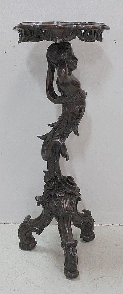 Putti Stand In Carved Wood - Late Nineteenth-photo-5