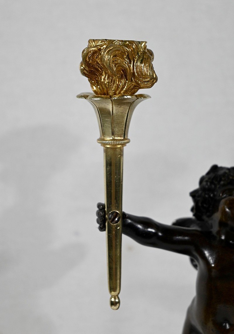 Pair Of Candlesticks In Bronze And Marble - 1st Part Of The Nineteenth-photo-4