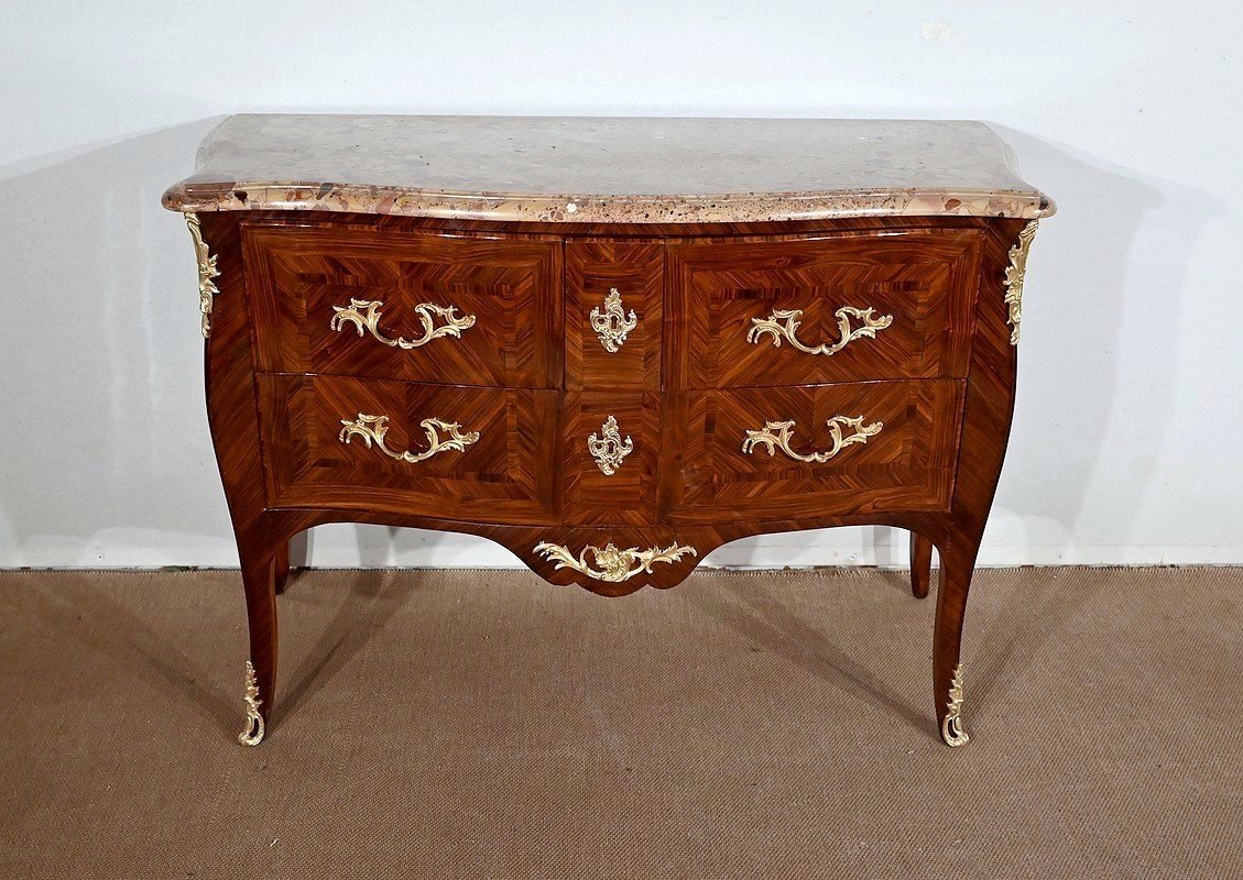 Chest Of Drawers In Precious Wood, Stamped P. Migeon, Louis XV Period - 1st Part 18th Century