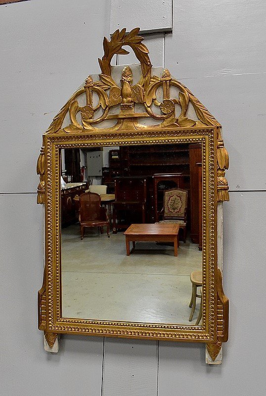 Petit Miroir En Bois Doré, Style Louis XVI - Début XXe