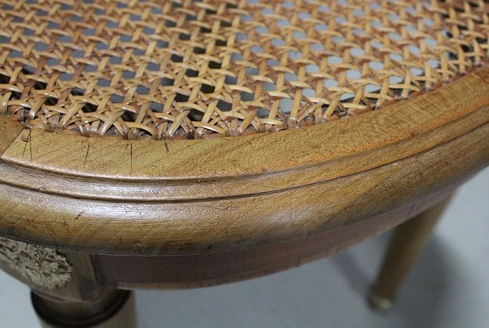 Pair Of Caned Chairs, In Solid Blond Cherry - 1920/1930-photo-1