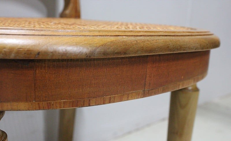 Pair Of Caned Chairs, In Solid Blond Cherry - 1920/1930-photo-2