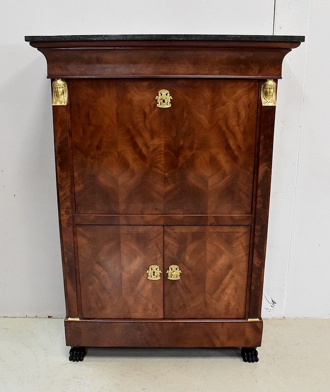 Secretaire Return From Egypt, Mahogany Burl Veneer - Early Nineteenth-photo-2