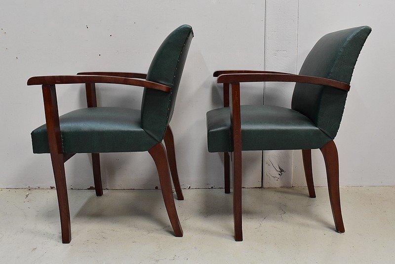 Pair Of Bridge Armchairs, In Beech Your Mahogany - 1940s-photo-4