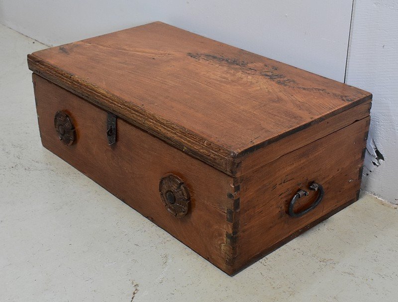 Chest In Solid Ash And Iron Handles - Mid Nineteenth-photo-2