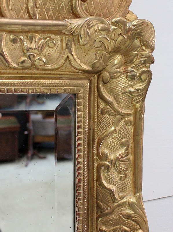 Petit Miroir En Bois Doré, Style Régence - Fin XIXe-photo-3