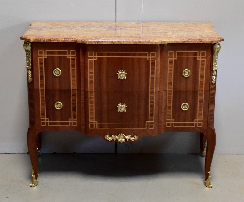 Commode Sauteuse En Acajou, Style Transition Louis XV / Louis XVI - Début XXe