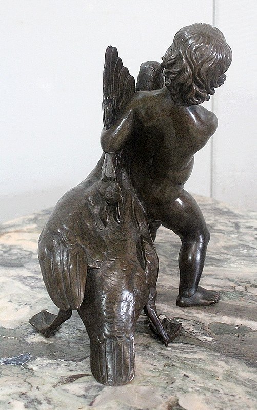 Bronze Of A Cherub Holding A Goose, By A. Collas - Nineteenth-photo-7