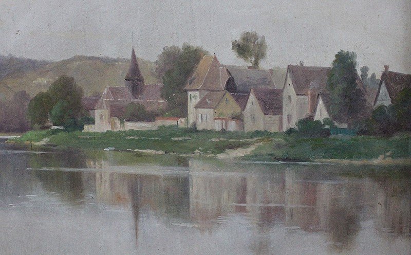 Peinture Sur Toile à Cadre Doré, De A. Delahogue – 1892-photo-4