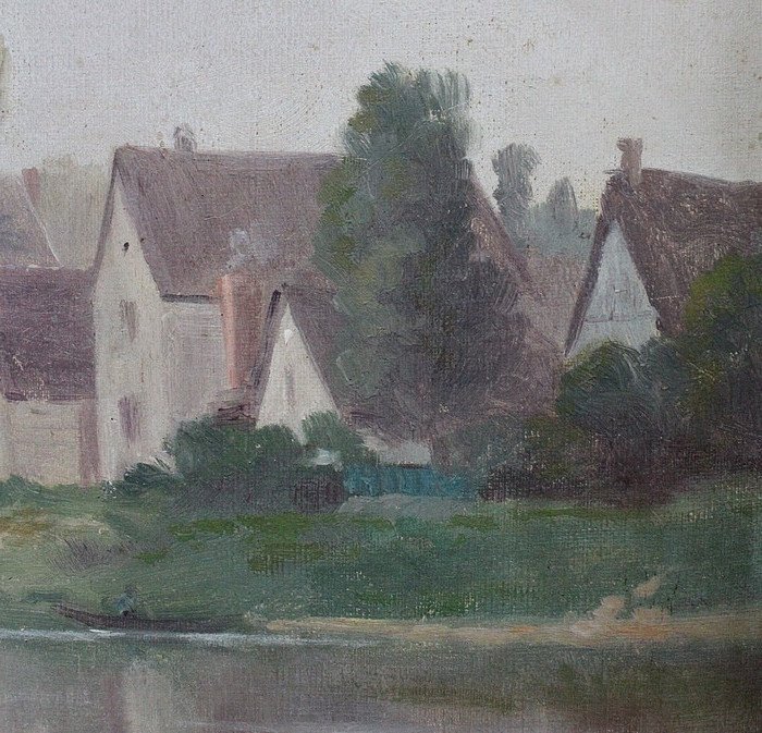 Peinture Sur Toile à Cadre Doré, De A. Delahogue – 1892-photo-3