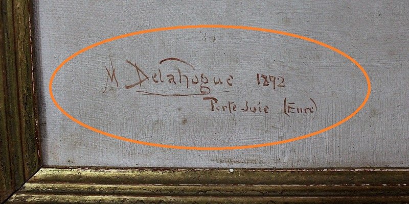 Peinture Sur Toile à Cadre Doré, De A. Delahogue – 1892-photo-7