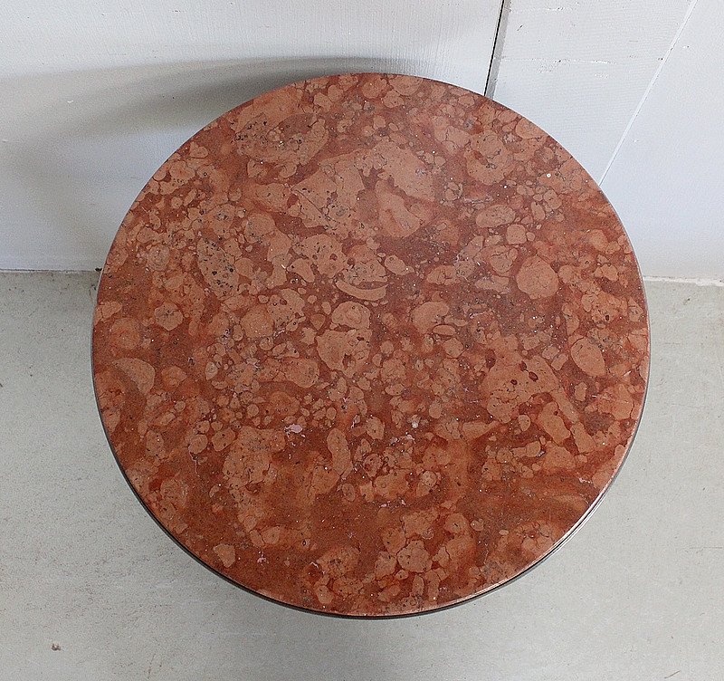 Small Circular Pedestal Table In Brushed Stainless Steel - 1920/1930-photo-2