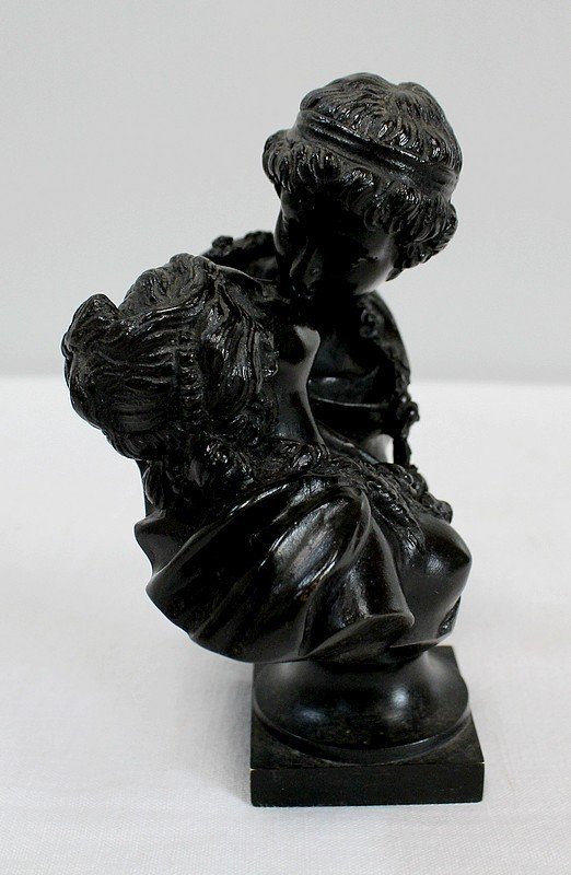Bronze « Le Baiser Donné » D’après J-a. Houdon – 2ème Moitié Du XIXe-photo-1