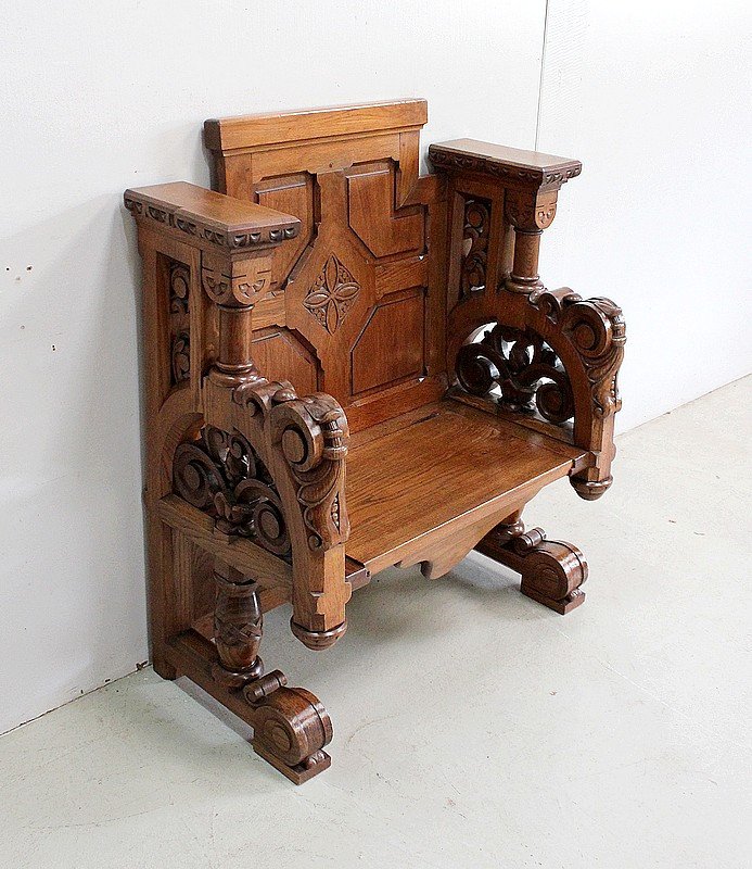 Church Stall In Solid Oak - Early Twentieth-photo-2