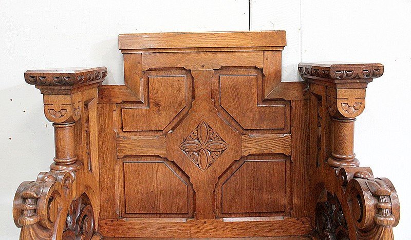 Church Stall In Solid Oak - Early Twentieth-photo-1