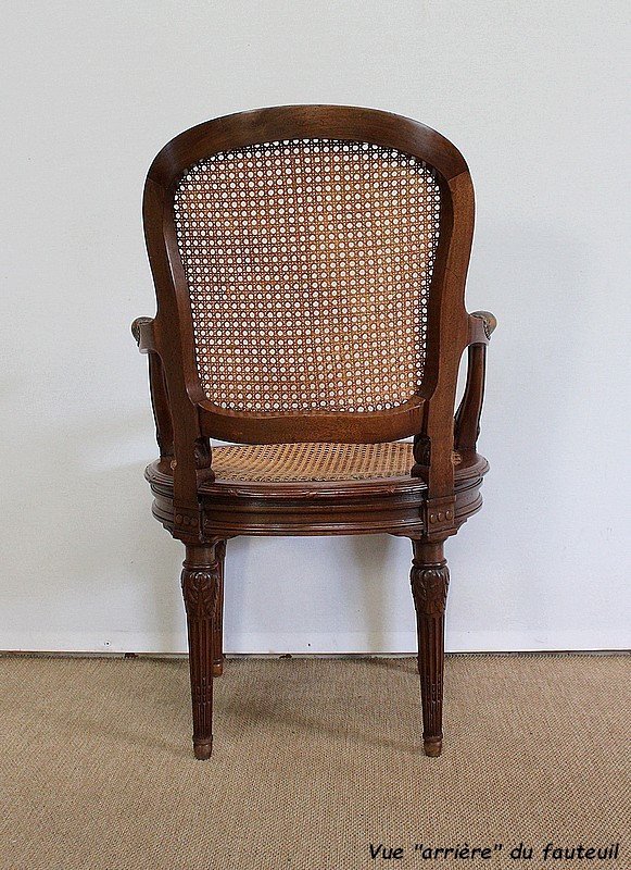 Fauteuil En Acajou Massif, Style Louis XVI - 1900-photo-6