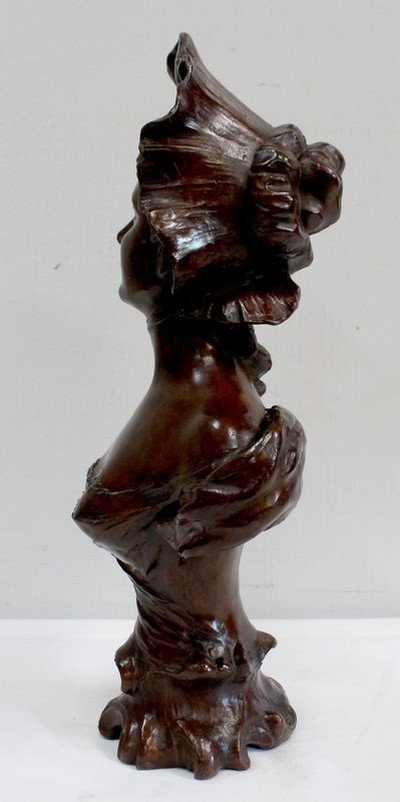 Bronze « Femme Au Chapeau »  De Meslais – Début XXe-photo-4