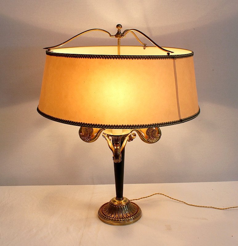 Important Golden Brass Lamp, Empire Style - Early Twentieth-photo-2
