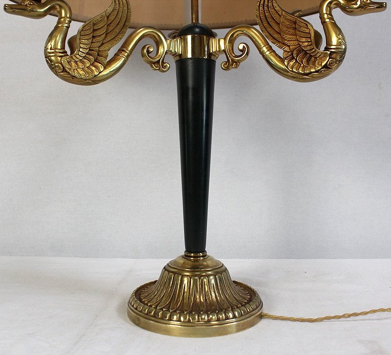 Important Golden Brass Lamp, Empire Style - Early Twentieth-photo-3