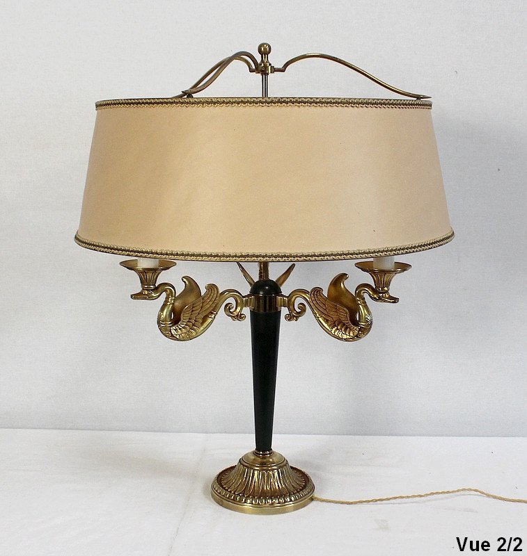 Important Golden Brass Lamp, Empire Style - Early Twentieth-photo-6