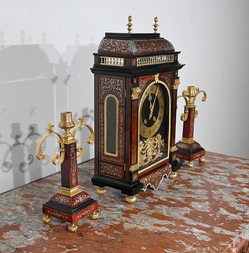 Pendulum In "boulle" Marquetry Called Religious, By L. Leroy & Cie, Napoleon III Period - Mi-photo-2